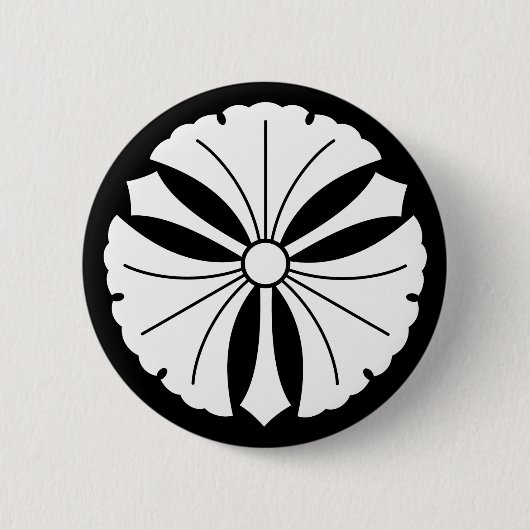 Drie ginkgo-bladeren met zwaarden ronde button 5,7 cm (Voorkant)