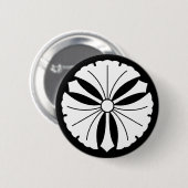 Drie ginkgo-bladeren met zwaarden ronde button 5,7 cm (Voorkant /achterkant)