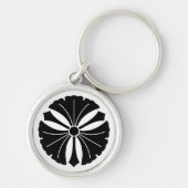 Drie ginkgo-bladeren met zwaarden sleutelhanger (Voorkant)