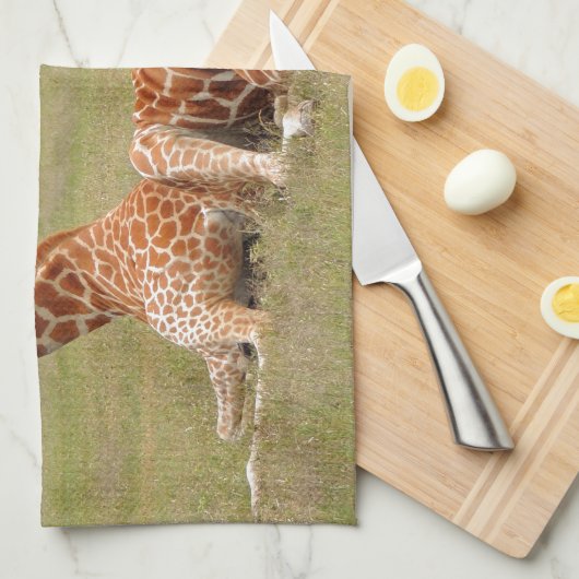 Drie Giraffe op Fossil Rim Theedoek (Quarter Fold)