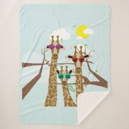 Drie giraffen in zonnebril sherpa deken