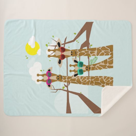 Drie giraffen in zonnebril sherpa deken (Voorkant (horizontaal))