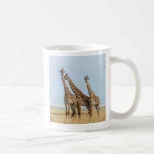 Drie giraffen poseren koffiemok