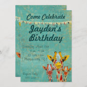 Drie Giraffes die op zaterdag uitgenodigd zijn Kaart (Voorkant / Achterkant)