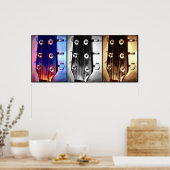 Drie gitaarkoppen Musicians Music Lovers Artsy Poster (Keuken)