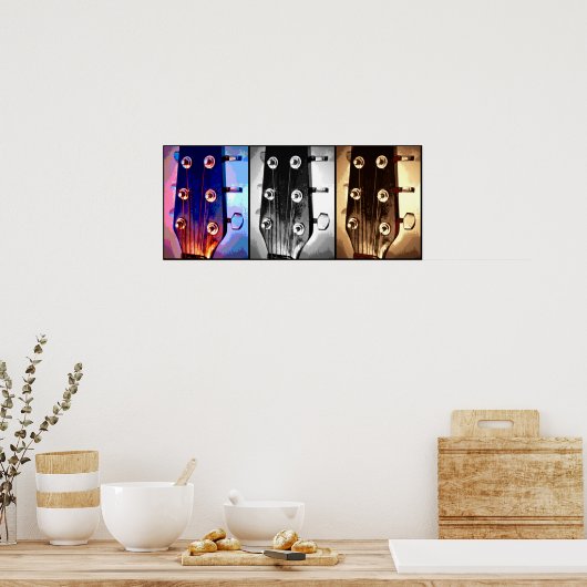 Drie gitaarkoppen Musicians Music Lovers Artsy Poster (Keuken)