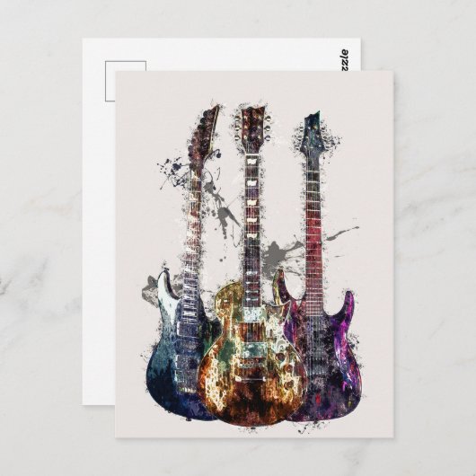 Drie gitaren briefkaart (Voorkant / Achterkant)