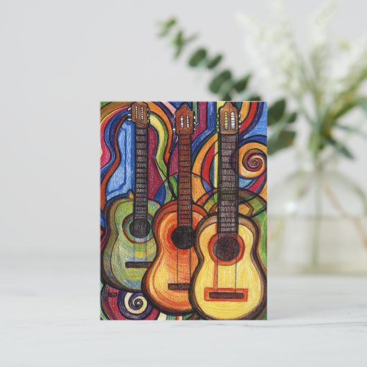 Drie Gitaren Briefkaart (Staand voorkant)