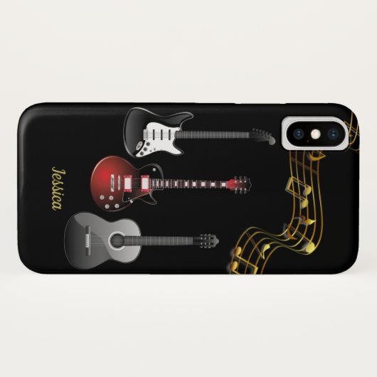 Drie gitaren en Muzieknoten, Naam Case-Mate iPhone Case (Achterkant (horizontaal))