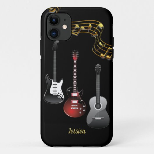 Drie gitaren en Muzieknoten, Naam Case-Mate iPhone Case (Achterkant)