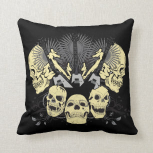 Drie gitaren en Skulls Pillow Kussen