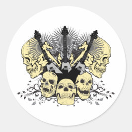 Drie gitaren met Skulls Ronde Sticker