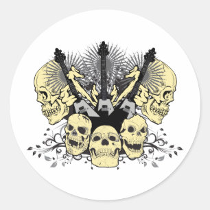 Drie gitaren met Skulls Ronde Sticker