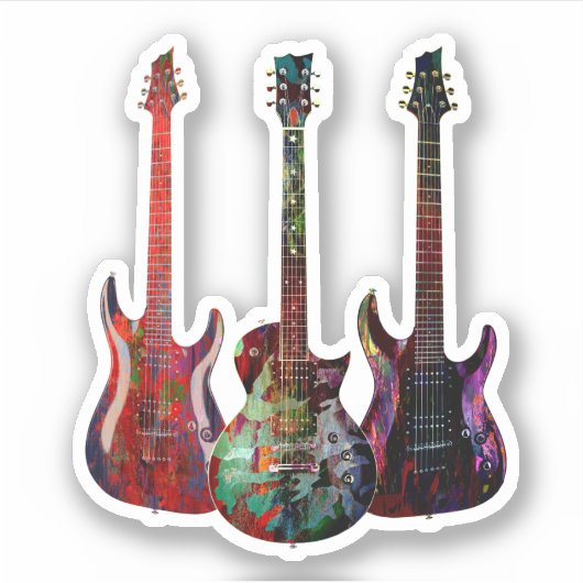 Drie gitaren sticker (Voorkant)