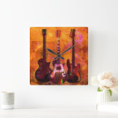 Drie gitaren vierkante klok (Huis)