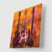 Drie gitaren vierkante klok (Hoek)