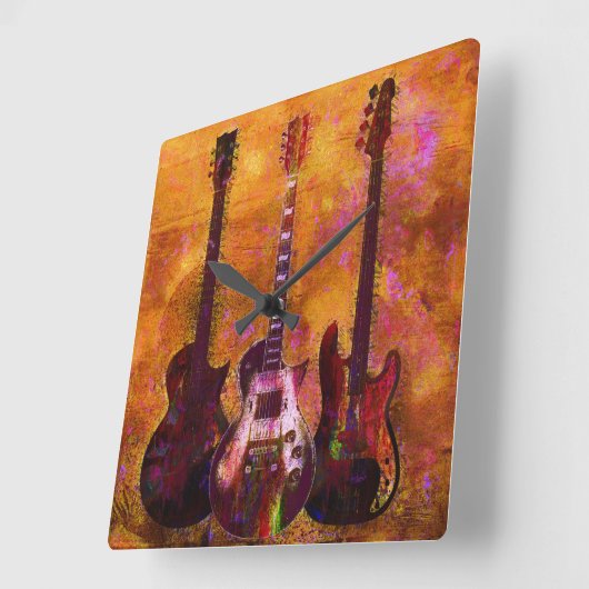 Drie gitaren vierkante klok (Hoek)