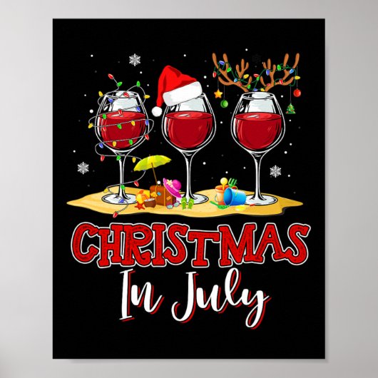 Drie Gl Rode Wijn Grappige Drinker Kerstmis In Jul Poster (Voorkant)