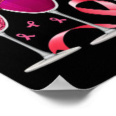 Drie GL Wijn Borstkanker Bewustzijn Roze Lint Poster (Hoek)