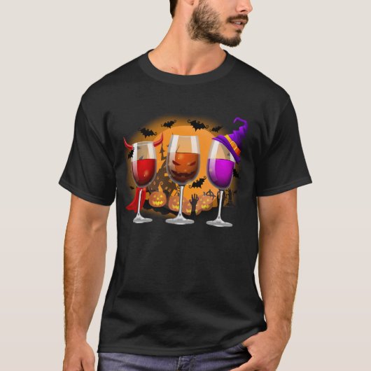 Drie glaasjes wijn met haverhout t-shirt (Voorkant)