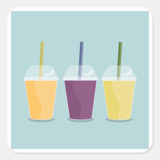 Drie gladde kleurrijke Drinken Vierkante Sticker (Voorkant)