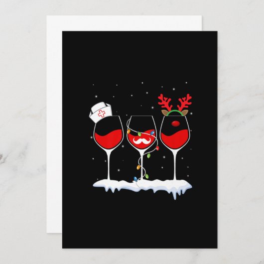 Drie glas rode wijn Funny Kerstlampjes Nur Save The Date (Voorkant / Achterkant)