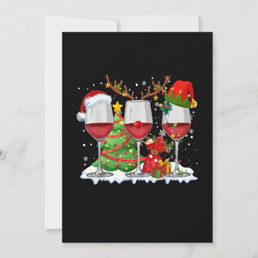 Drie glas rode wijn Funny Xmas drinker Christm Save The Date (Voorkant)