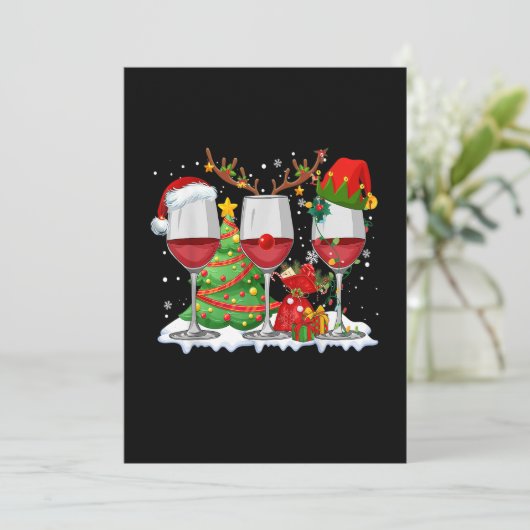 Drie glas rode wijn Funny Xmas drinker Christm Save The Date (Staand voorkant)