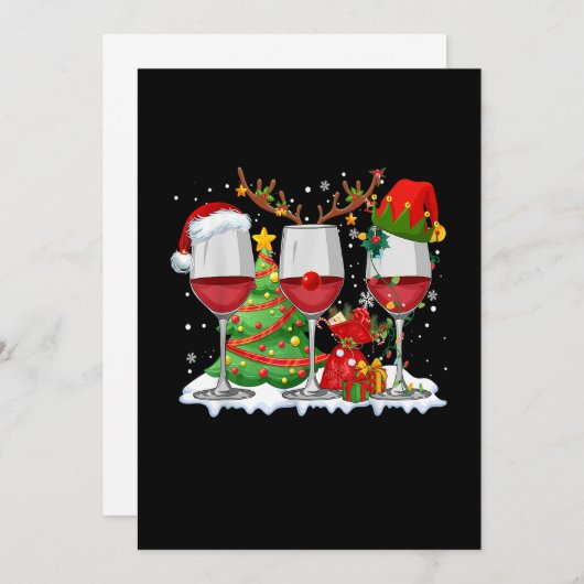 Drie glas rode wijn Funny Xmas drinker Christm Save The Date (Voorkant / Achterkant)