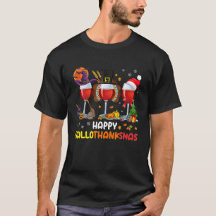 Drie glazen Happy Hanksmas Pumpkin Turk T-shirt