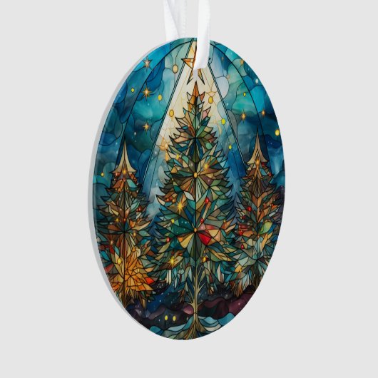 Drie Glazen in lood bomen Ornament (voorkant)