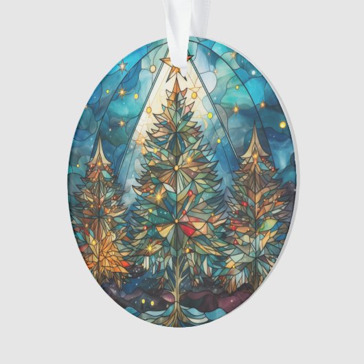 Drie Glazen in lood bomen Ornament (voorkant)