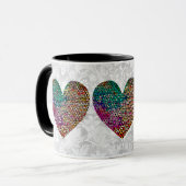 Drie Glazen in lood Stijl Harten op  Mok (Voorkant links)