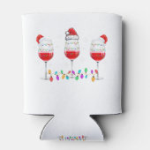 Drie glazen kerstlampjes met Wine Santa Hat X Blikjeskoeler (Achterkant)
