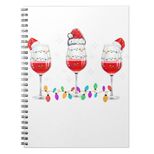 Drie glazen kerstlampjes met Wine Santa Hat X Notitieboek