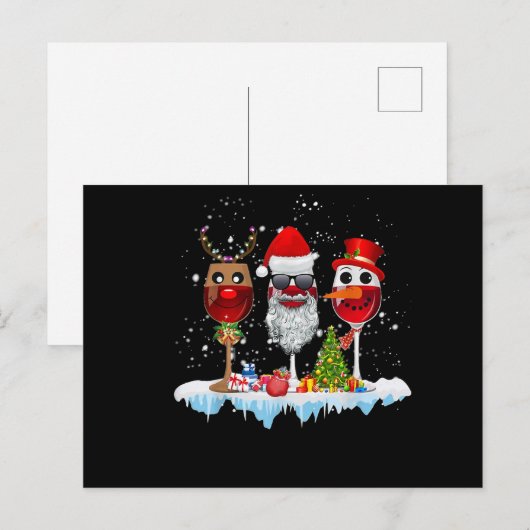 Drie glazen kerstlampjes voor de kerstman x uitnodiging briefkaart (Voorkant / Achterkant)