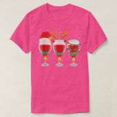 Drie glazen kerstman met rode wijn t-shirt (Design voorkant)