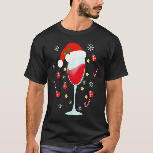 Drie glazen kerstmis met kerstwijn t-shirt