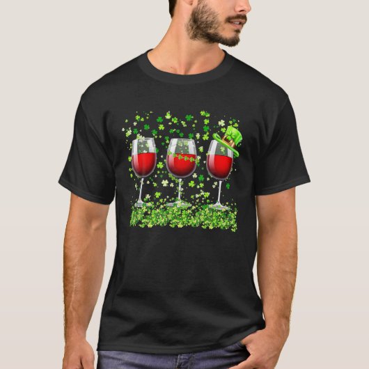Drie glazen klaver Shamrock St Patrick Day T-shirt (Voorkant)
