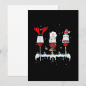 Drie glazen rode wijn grappigere kerstlieden save the date (Voorkant / Achterkant)