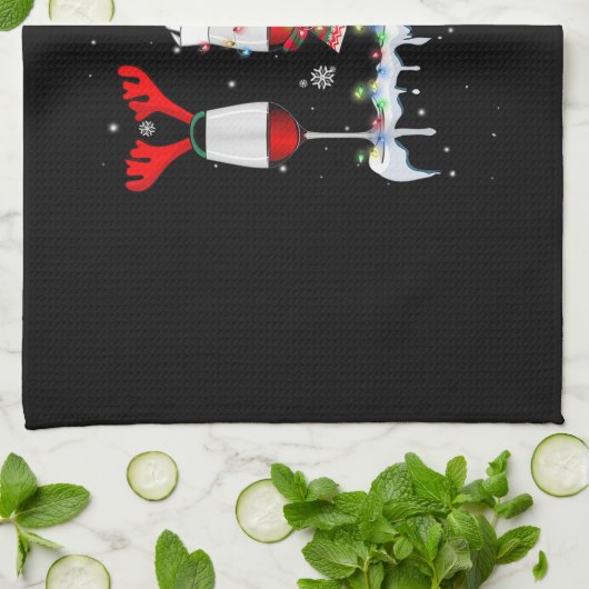 Drie glazen rode wijn grappigere kerstlieden theedoek (Gevouwen)