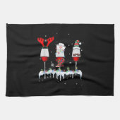 Drie glazen rode wijn grappigere kerstlieden theedoek (Horizontaal)