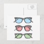 Drie glazen schets briefkaart (Voorkant / Achterkant)