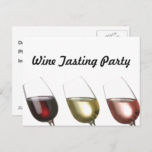 Drie glazen wijn Aangepaste uitnodiging (Voorkant / Achterkant)