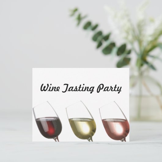 Drie glazen wijn Aangepaste uitnodiging (Staand voorkant)
