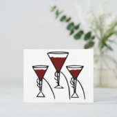Drie glazen wijn in de Cartoon Hands Briefkaart (Staand voorkant)