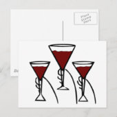 Drie glazen wijn in de Cartoon Hands Briefkaart (Voorkant / Achterkant)