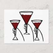 Drie glazen wijn in de Cartoon Hands Briefkaart (Voorkant)