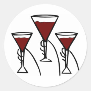 Drie glazen wijn in de Cartoon Hands Ronde Sticker