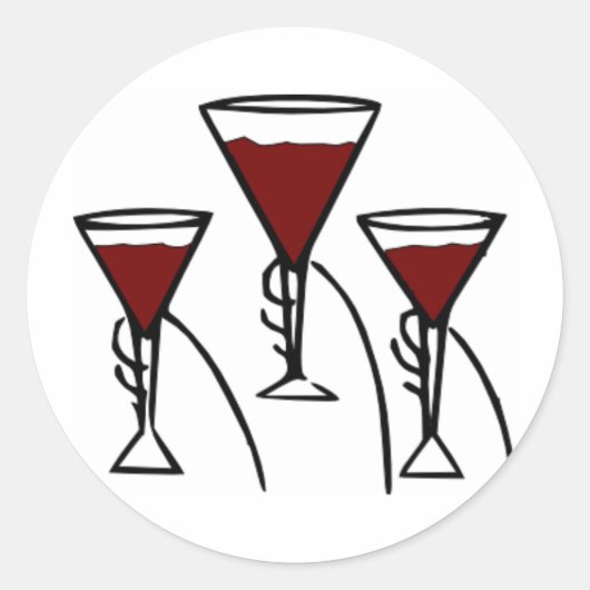 Drie glazen wijn in de Cartoon Hands Ronde Sticker (Voorkant)